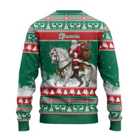 Lithuania Christmas Ugly Christmas Sweater Santa Riding White Horse Linksmu Kaledu - Wonder Print Shop