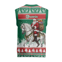 Lithuania Christmas Knitted V-Neck Vest Santa Riding White Horse Linksmu Kaledu - Wonder Print Shop