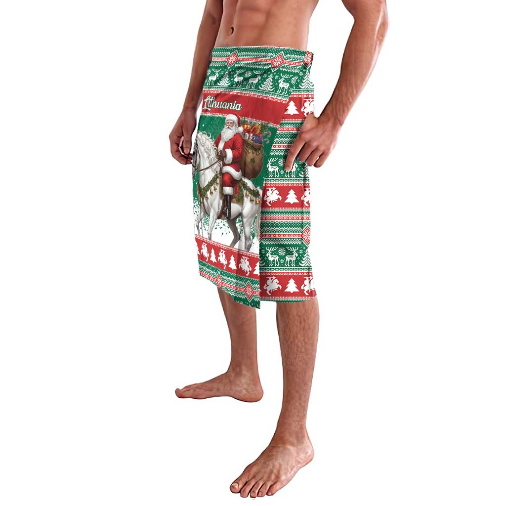 Lithuania Christmas Lavalava Santa Riding White Horse Linksmu Kaledu - Wonder Print Shop