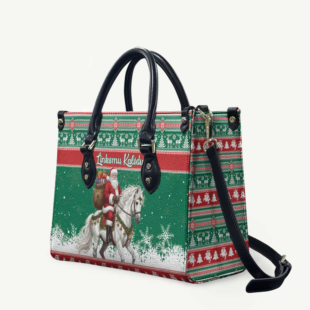 Lithuania Christmas Leather Bag Santa Riding White Horse Linksmu Kaledu - Wonder Print Shop