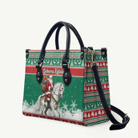 Lithuania Christmas Leather Bag Santa Riding White Horse Linksmu Kaledu - Wonder Print Shop