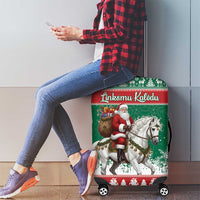 Lithuania Christmas Luggage Cover Santa Riding White Horse Linksmu Kaledu - Wonder Print Shop