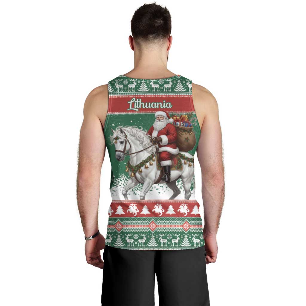Lithuania Christmas Men Tank Top Santa Riding White Horse Linksmu Kaledu - Wonder Print Shop