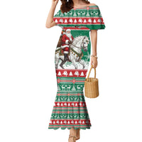 Lithuania Christmas Mermaid Dress Santa Riding White Horse Linksmu Kaledu - Wonder Print Shop