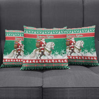 Lithuania Christmas Pillow Cover Santa Riding White Horse Linksmu Kaledu - Wonder Print Shop