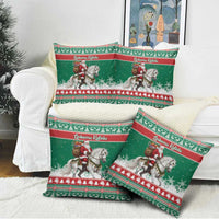 Lithuania Christmas Pillow Cover Santa Riding White Horse Linksmu Kaledu - Wonder Print Shop