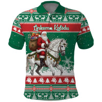 Lithuania Christmas Polo Shirt Santa Riding White Horse Linksmu Kaledu - Wonder Print Shop