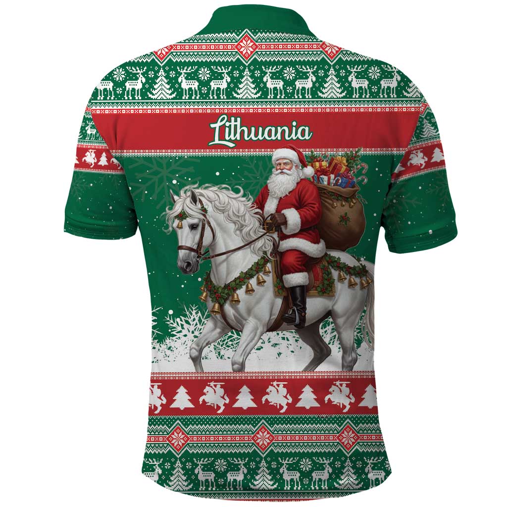 Lithuania Christmas Polo Shirt Santa Riding White Horse Linksmu Kaledu - Wonder Print Shop