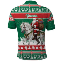 Lithuania Christmas Polo Shirt Santa Riding White Horse Linksmu Kaledu - Wonder Print Shop