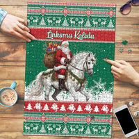 Lithuania Christmas Puzzle Santa Riding White Horse Linksmu Kaledu - Wonder Print Shop