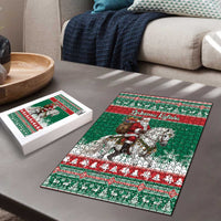 Lithuania Christmas Puzzle Santa Riding White Horse Linksmu Kaledu - Wonder Print Shop