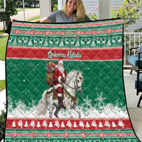 Lithuania Christmas Quilt Santa Riding White Horse Linksmu Kaledu - Wonder Print Shop