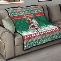 Lithuania Christmas Quilt Santa Riding White Horse Linksmu Kaledu - Wonder Print Shop