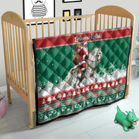 Lithuania Christmas Quilt Santa Riding White Horse Linksmu Kaledu - Wonder Print Shop