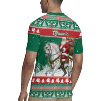 Lithuania Christmas Rugby Jersey Santa Riding White Horse Linksmu Kaledu - Wonder Print Shop