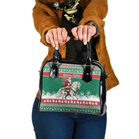 Lithuania Christmas Shoulder Handbag Santa Riding White Horse Linksmu Kaledu - Wonder Print Shop