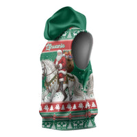 Lithuania Christmas Sleeveless Hoodie Santa Riding White Horse Linksmu Kaledu - Wonder Print Shop