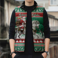 Lithuania Christmas Sleeveless Puffer Jacket Santa Riding White Horse Linksmu Kaledu - Wonder Print Shop