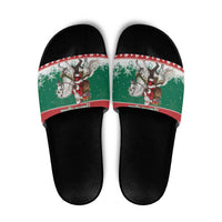 Lithuania Christmas Slide Sandals Santa Riding White Horse Linksmu Kaledu - Wonder Print Shop