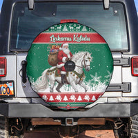 Lithuania Christmas Spare Tire Cover Santa Riding White Horse Linksmu Kaledu - Wonder Print Shop