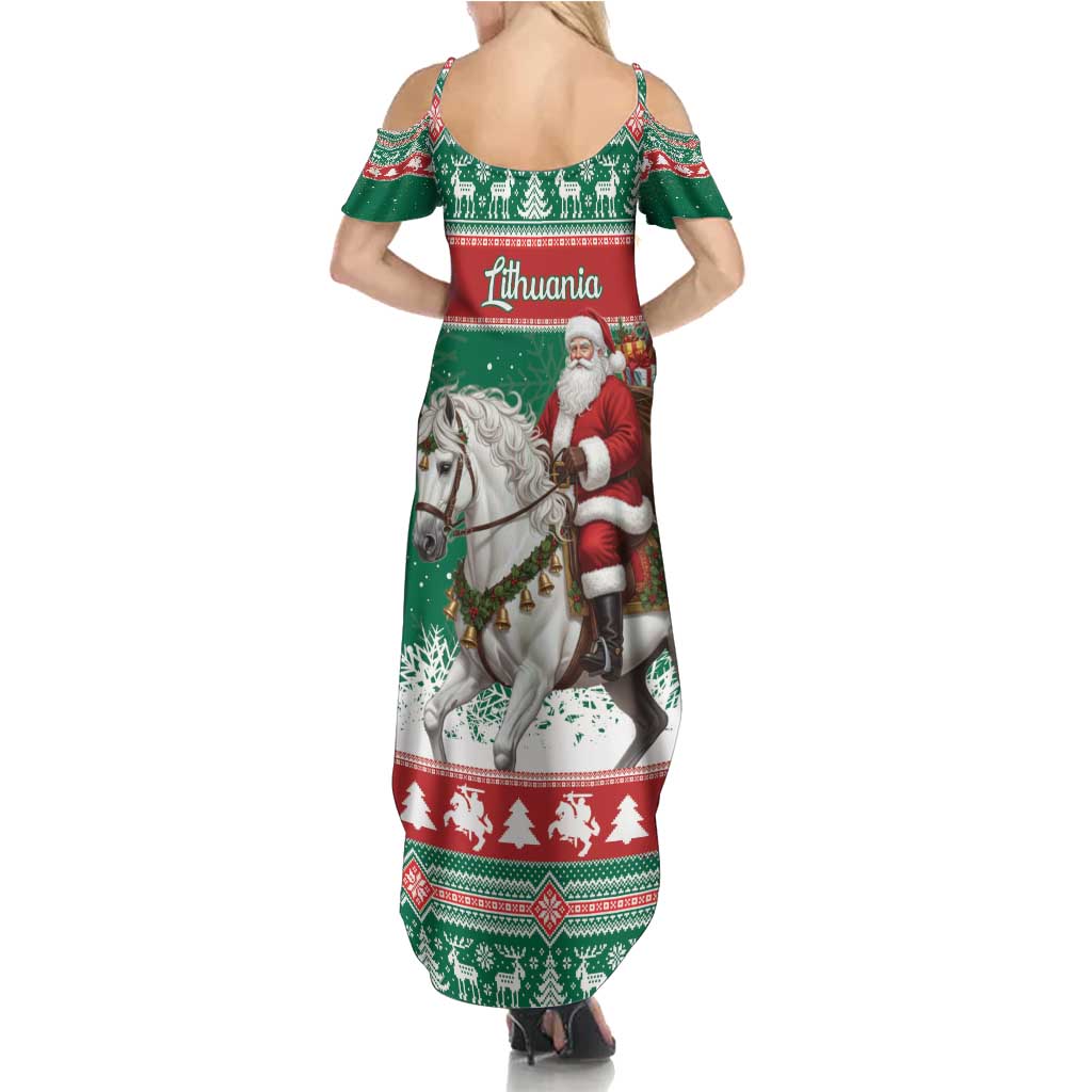 Lithuania Christmas Summer Maxi Dress Santa Riding White Horse Linksmu Kaledu - Wonder Print Shop