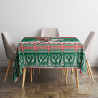 Lithuania Christmas Tablecloth Santa Riding White Horse Linksmu Kaledu - Wonder Print Shop