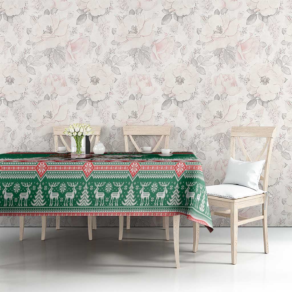 Lithuania Christmas Tablecloth Santa Riding White Horse Linksmu Kaledu - Wonder Print Shop