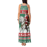 Lithuania Christmas Tank Maxi Dress Santa Riding White Horse Linksmu Kaledu - Wonder Print Shop