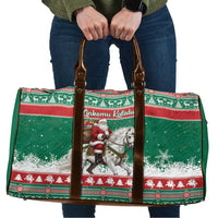 Lithuania Christmas Travel Bag Santa Riding White Horse Linksmu Kaledu - Wonder Print Shop