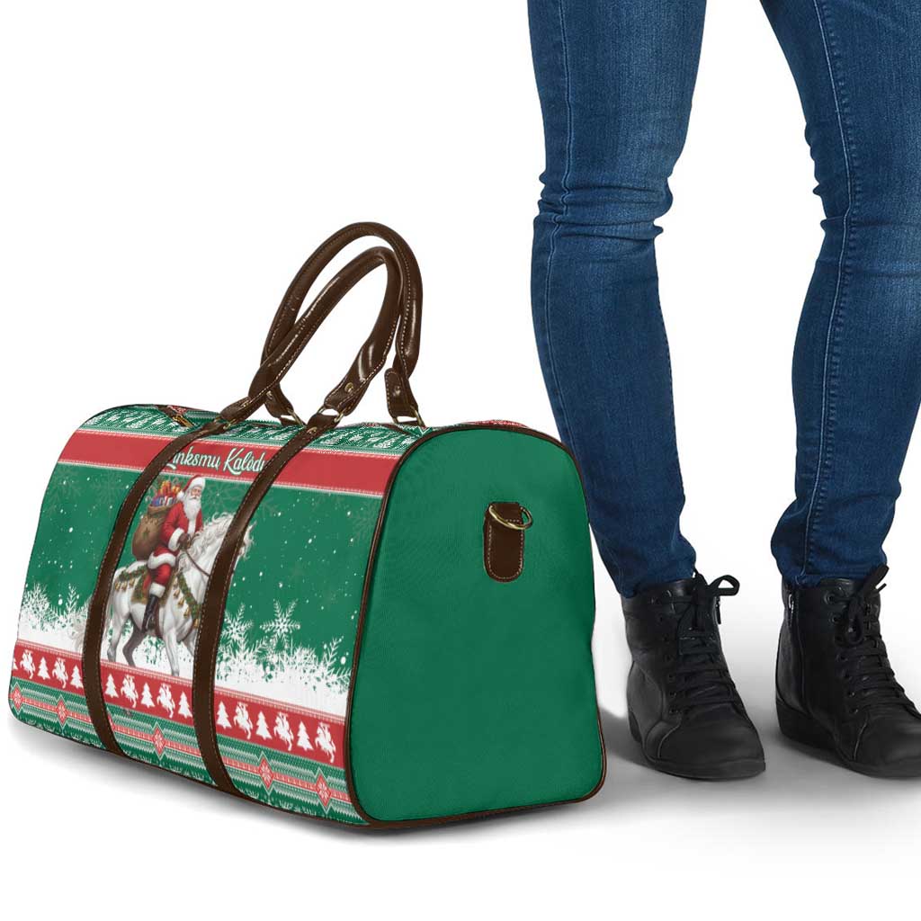Lithuania Christmas Travel Bag Santa Riding White Horse Linksmu Kaledu - Wonder Print Shop
