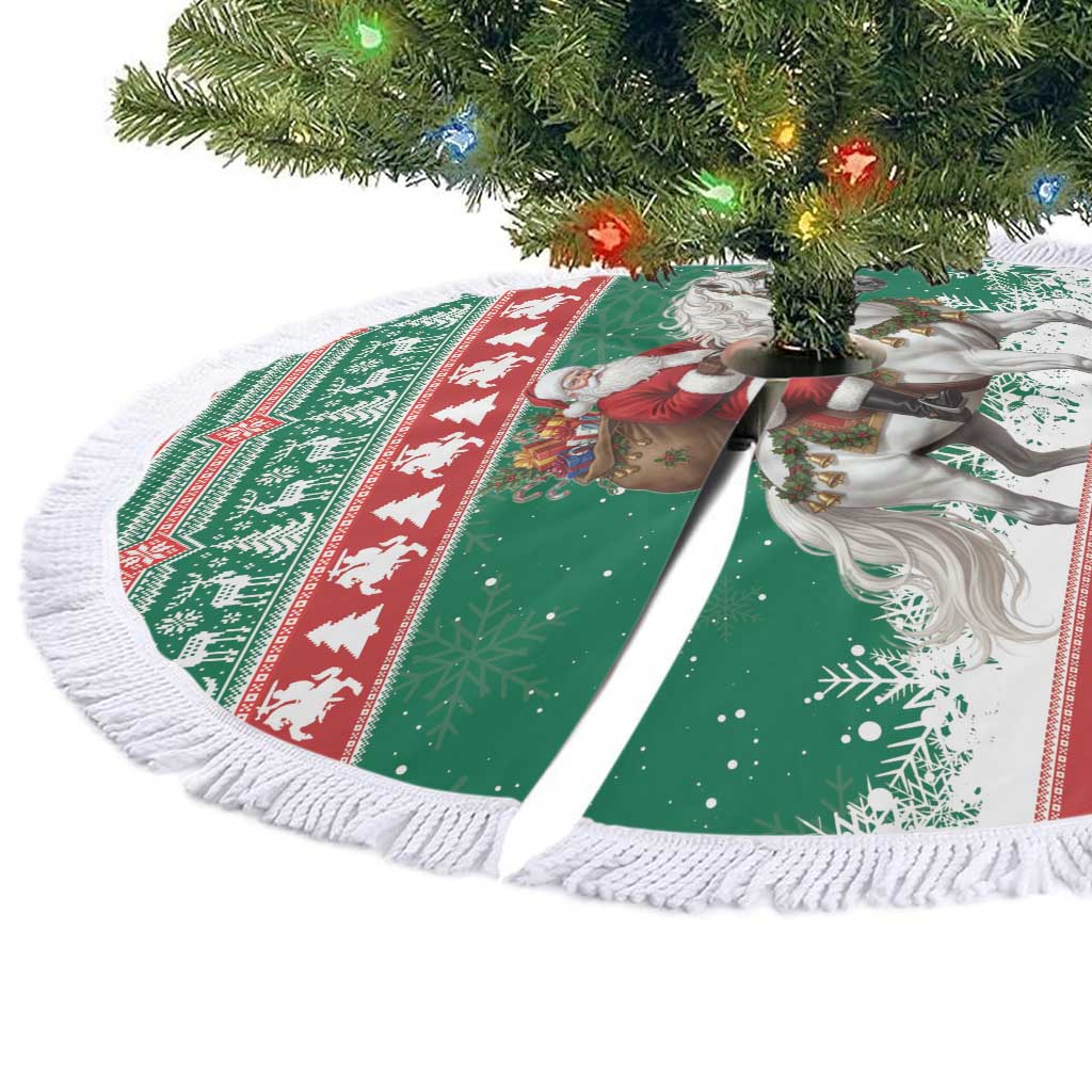 Lithuania Christmas Tree Skirt Santa Riding White Horse Linksmu Kaledu - Wonder Print Shop