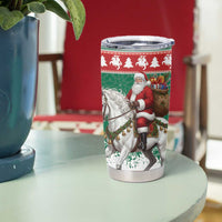 Lithuania Christmas Tumbler Cup Santa Riding White Horse Linksmu Kaledu - Wonder Print Shop