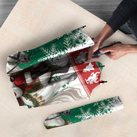 Lithuania Christmas Umbrella Santa Riding White Horse Linksmu Kaledu - Wonder Print Shop