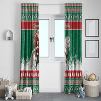 Lithuania Christmas Window Curtain Santa Riding White Horse Linksmu Kaledu - Wonder Print Shop