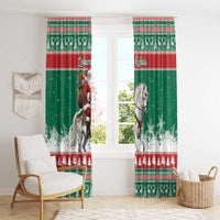 Lithuania Christmas Window Curtain Santa Riding White Horse Linksmu Kaledu - Wonder Print Shop