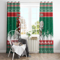 Lithuania Christmas Window Curtain Santa Riding White Horse Linksmu Kaledu - Wonder Print Shop