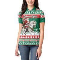 Lithuania Christmas Women Polo Shirt Santa Riding White Horse Linksmu Kaledu - Wonder Print Shop