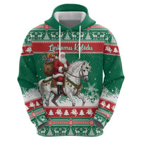 Lithuania Christmas Zip Hoodie Santa Riding White Horse Linksmu Kaledu - Wonder Print Shop