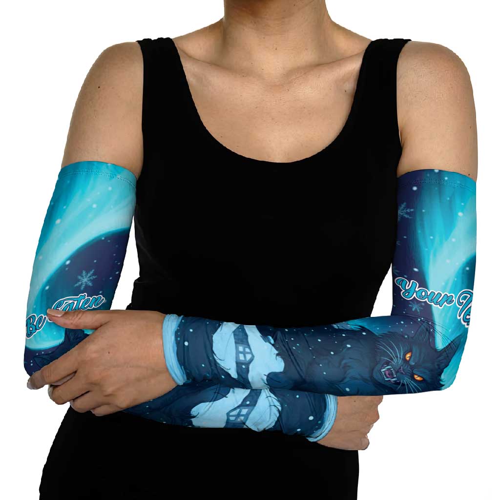 Yule Be Eaten Personalized Arm Sleeves Christmas Cat Jolakotturinn Icelandic - Wonder Print Shop