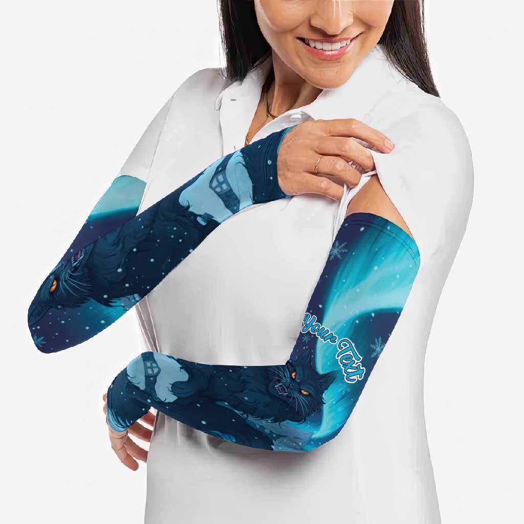 Yule Be Eaten Personalized Arm Sleeves Christmas Cat Jolakotturinn Icelandic - Wonder Print Shop
