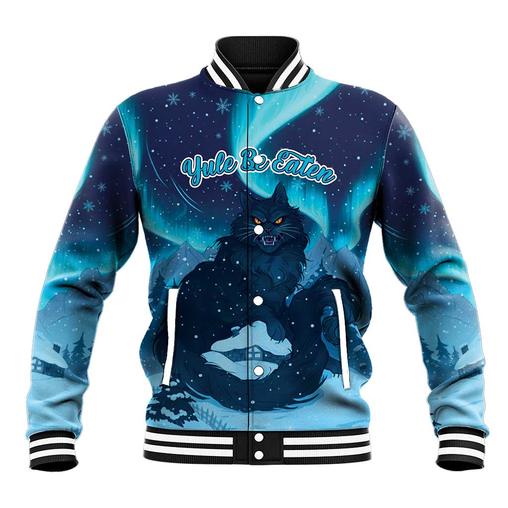 Yule Be Eaten Personalized Baseball Jacket Christmas Cat Jolakotturinn Icelandic - Wonder Print Shop