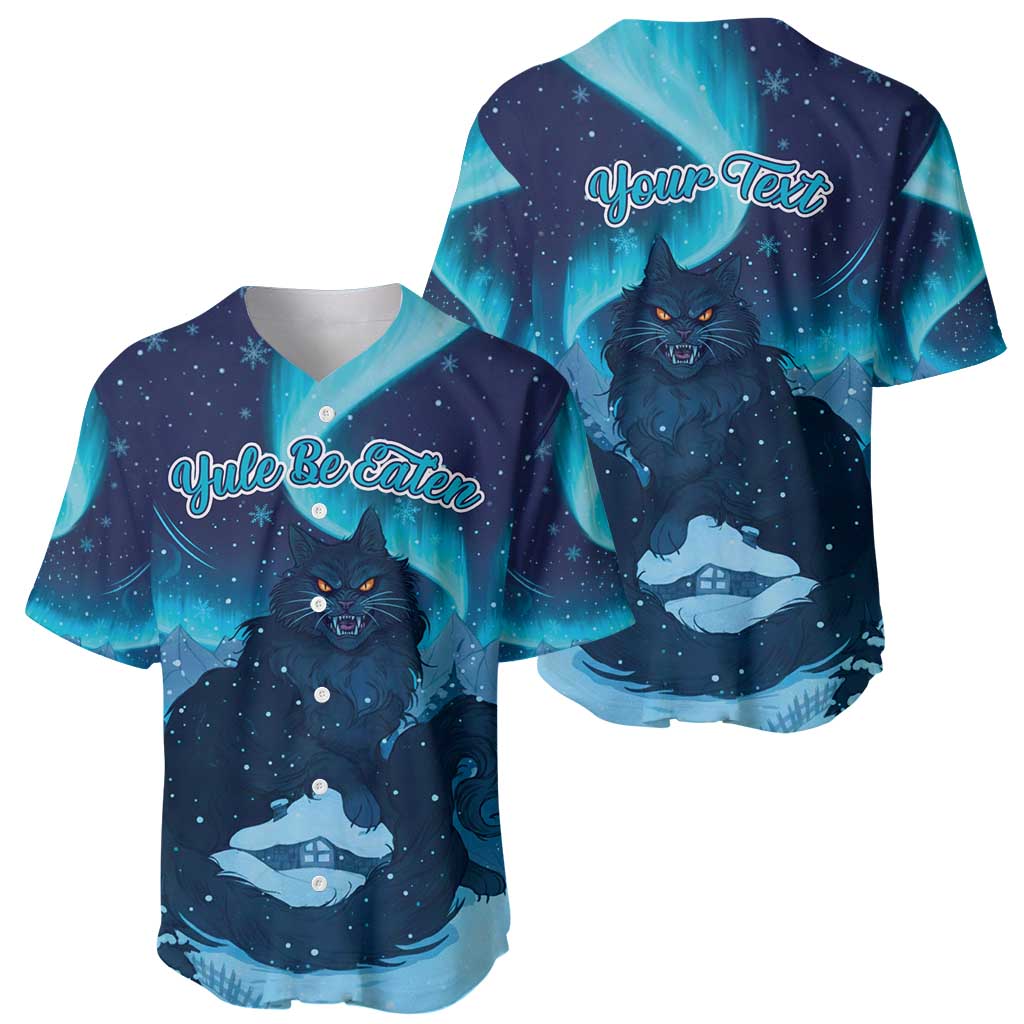 Yule Be Eaten Personalized Baseball Jersey Christmas Cat Jolakotturinn Icelandic - Wonder Print Shop