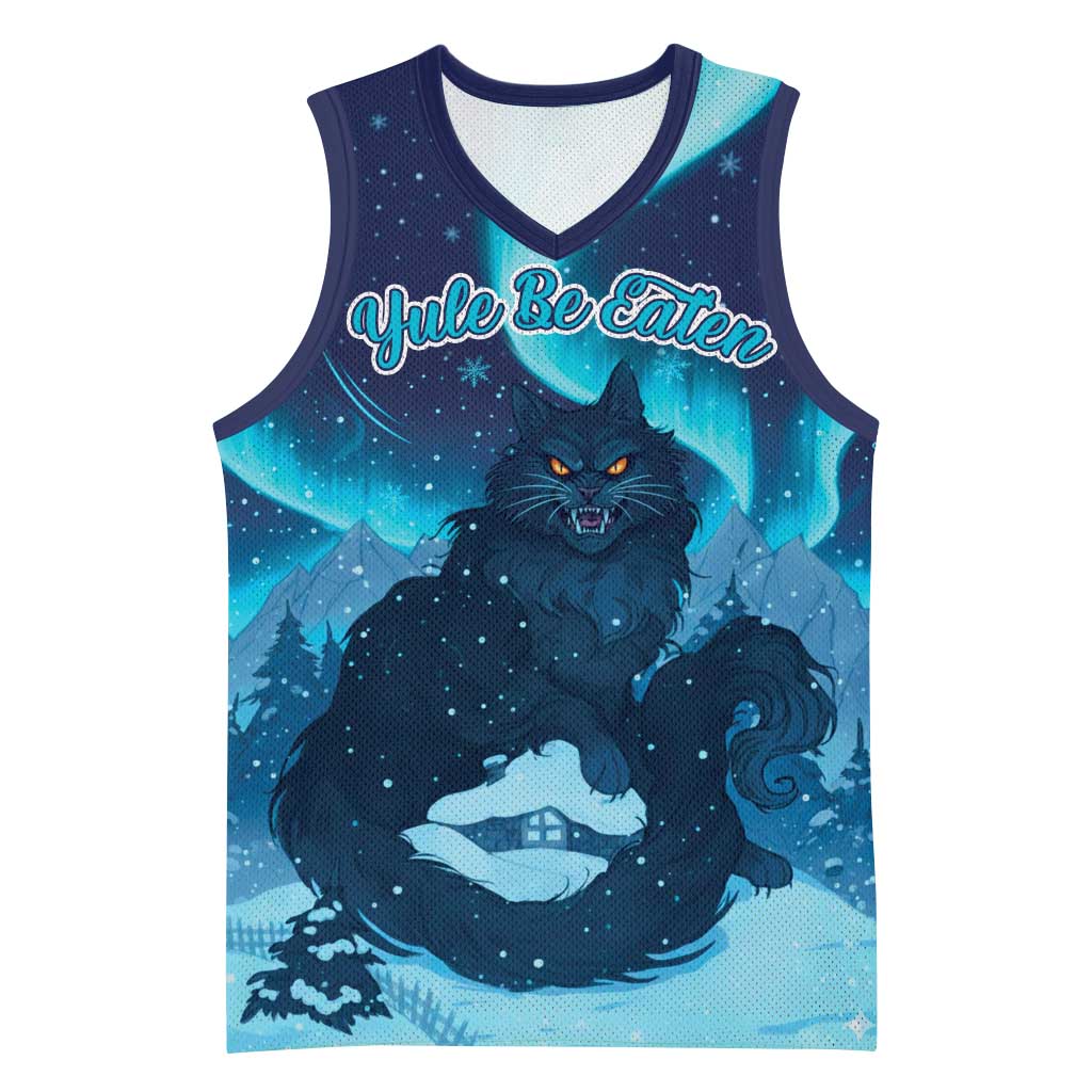 Yule Be Eaten Personalized Basketball Jersey Christmas Cat Jolakotturinn Icelandic - Wonder Print Shop