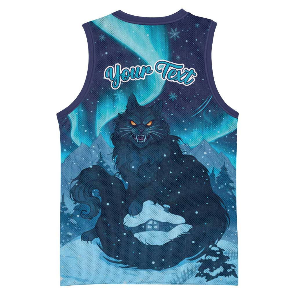 Yule Be Eaten Personalized Basketball Jersey Christmas Cat Jolakotturinn Icelandic - Wonder Print Shop