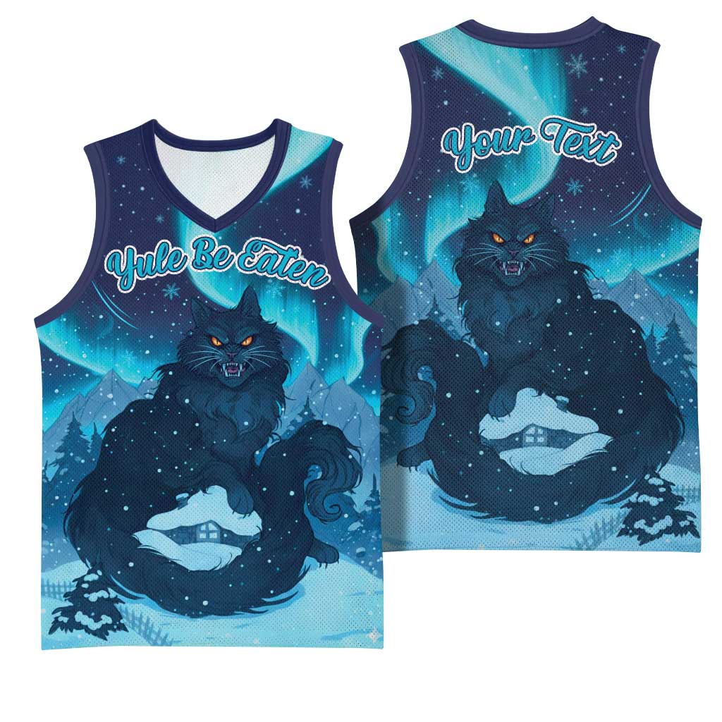Yule Be Eaten Personalized Basketball Jersey Christmas Cat Jolakotturinn Icelandic - Wonder Print Shop