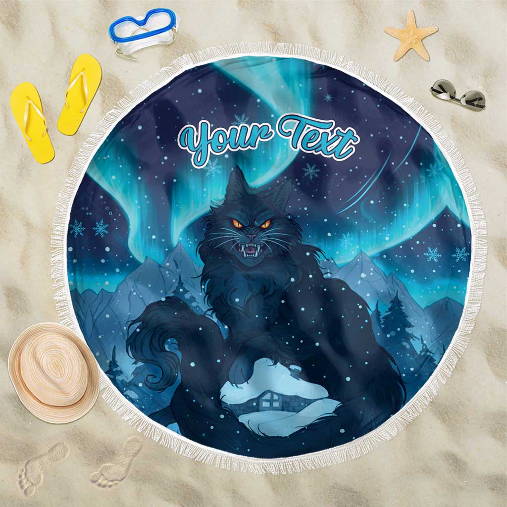 Yule Be Eaten Personalized Beach Blanket Christmas Cat Jolakotturinn Icelandic - Wonder Print Shop