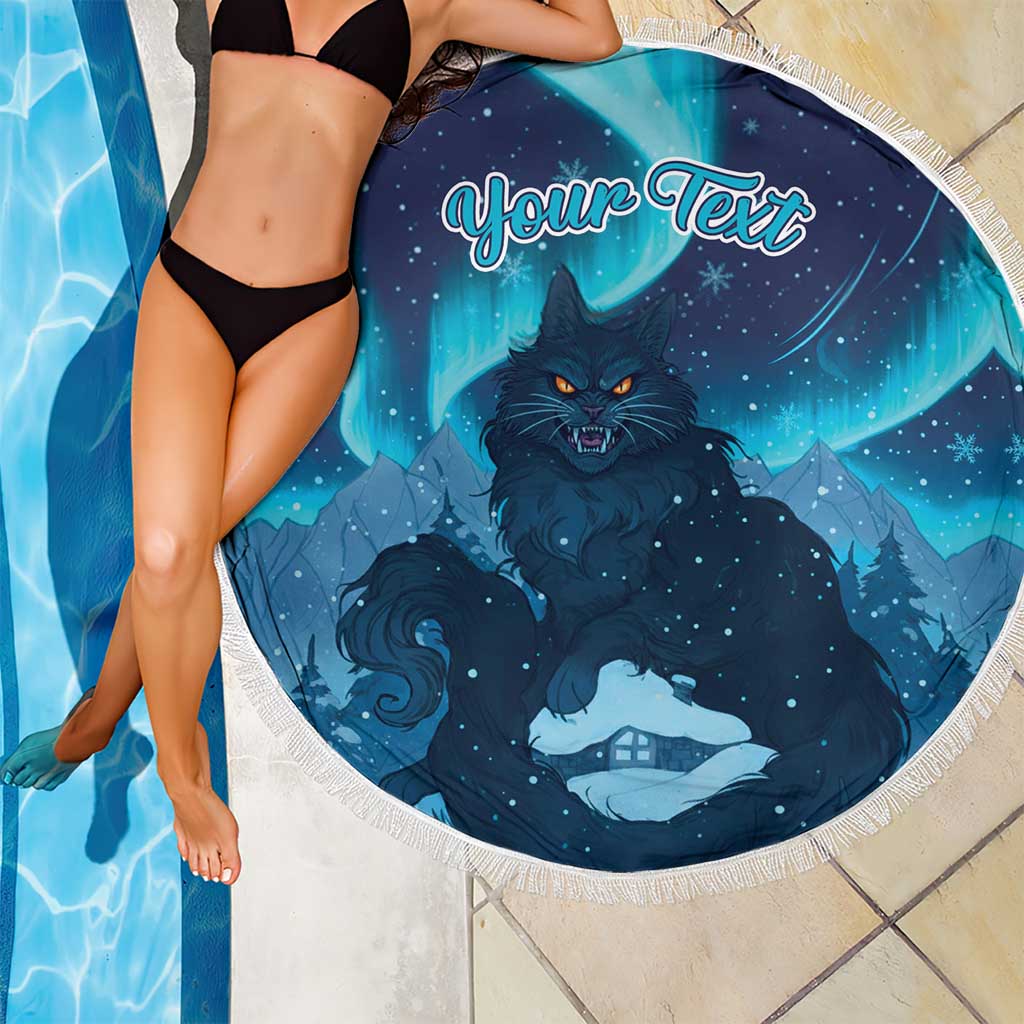 Yule Be Eaten Personalized Beach Blanket Christmas Cat Jolakotturinn Icelandic - Wonder Print Shop