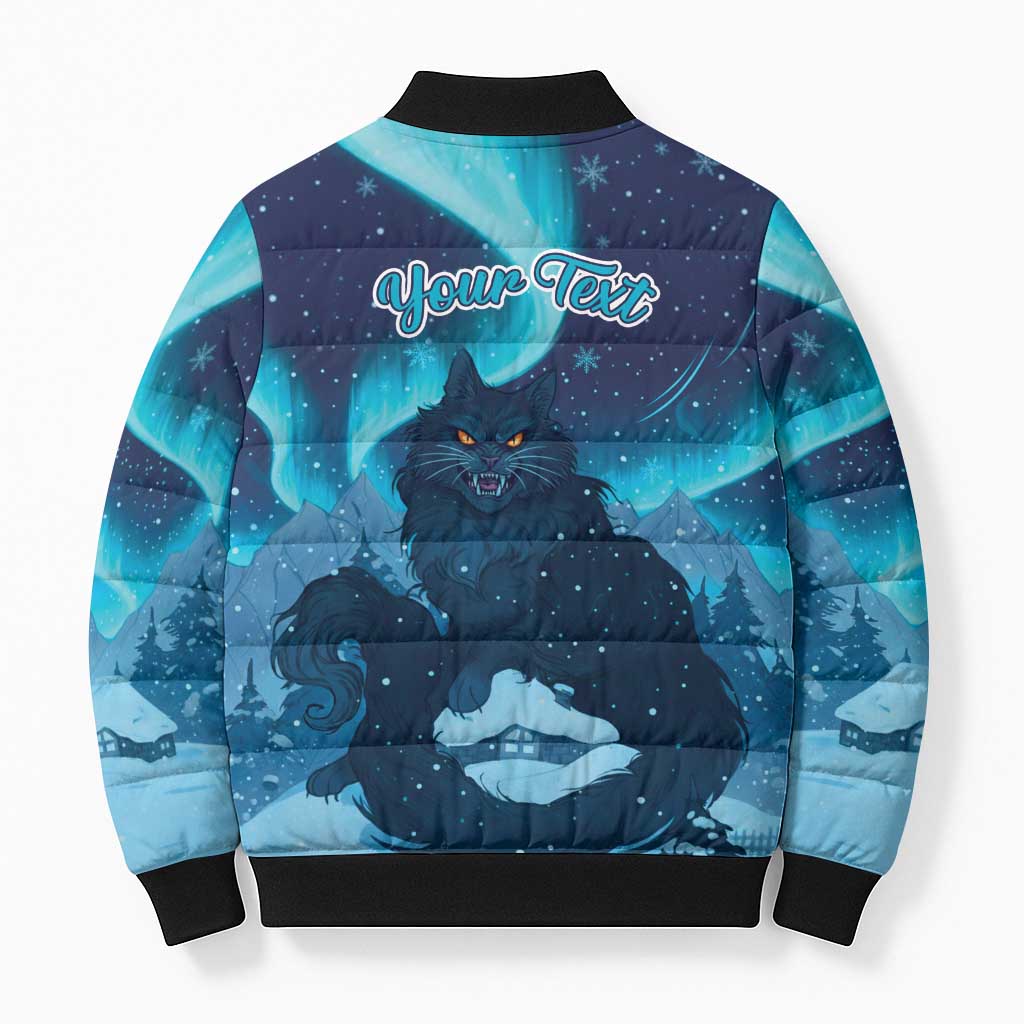 Yule Be Eaten Personalized Bomber Puffer Jacket Christmas Cat Jolakotturinn Icelandic - Wonder Print Shop