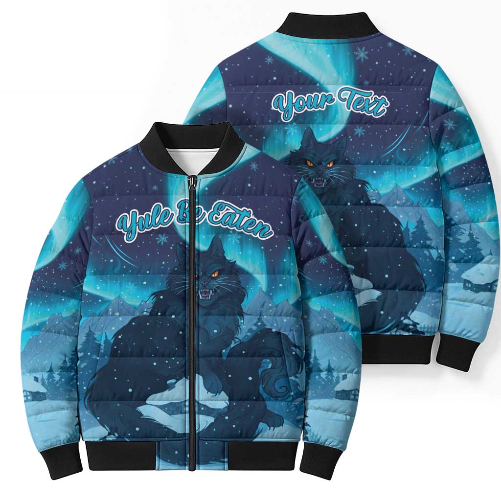 Yule Be Eaten Personalized Bomber Puffer Jacket Christmas Cat Jolakotturinn Icelandic - Wonder Print Shop