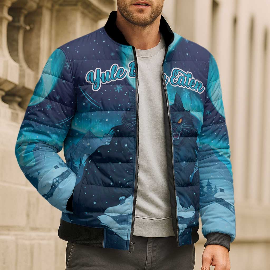 Yule Be Eaten Personalized Bomber Puffer Jacket Christmas Cat Jolakotturinn Icelandic - Wonder Print Shop
